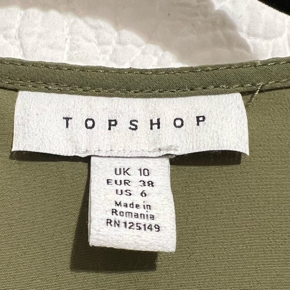 TOPSHOP Womens Mini Dress, Olive Green with Tie Front Size 6-#314 - Picture 12 of 14